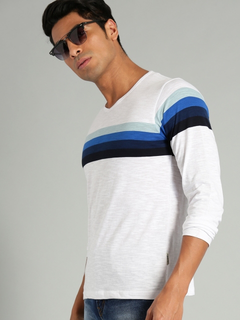 

Roadster Men White & Blue Printed Round Neck T-shirt