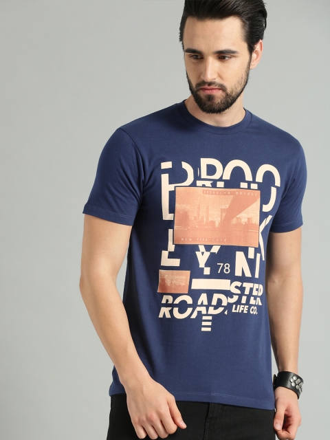 

Roadster Men Navy Round Neck T-shirt, Na