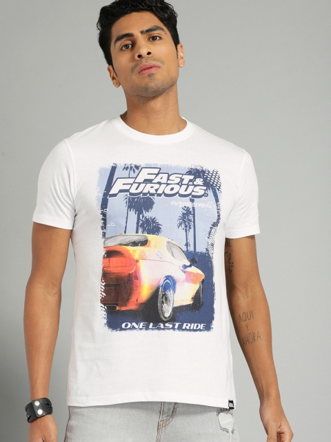 

Roadster Men White Printed Round Neck T-shirt