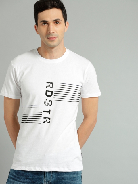 

Roadster Men White Printed Round Neck T-shirt