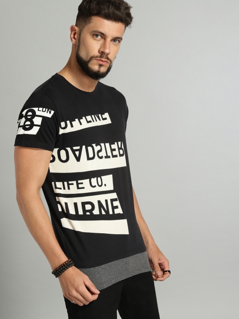 

The Roadster Lifestyle Co Men Black Printed Round Neck T-shirt