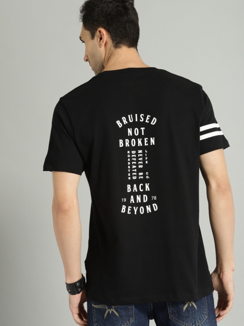 

The Roadster Lifestyle Co Men Black Printed Round Neck Pure Cotton T-shirt