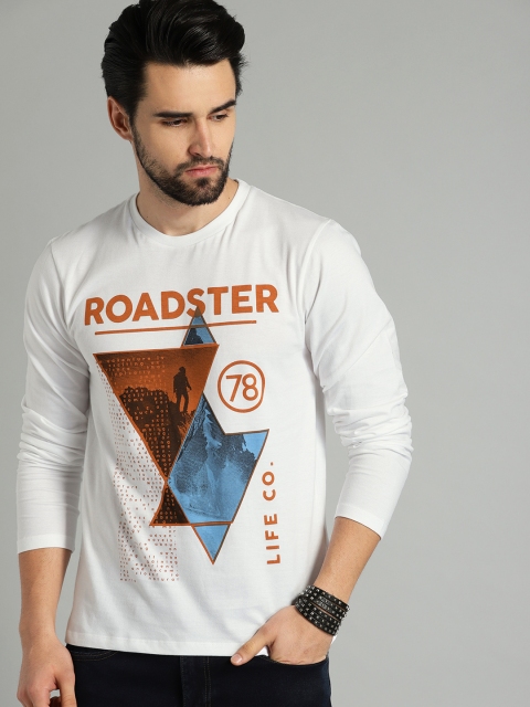 

The Roadster Lifestyle Co Men White Printed Round Neck Pure Cotton T-shirt