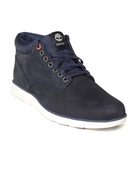 

Timberland Men Blue Solid Suede Mid-Top Flat Boots