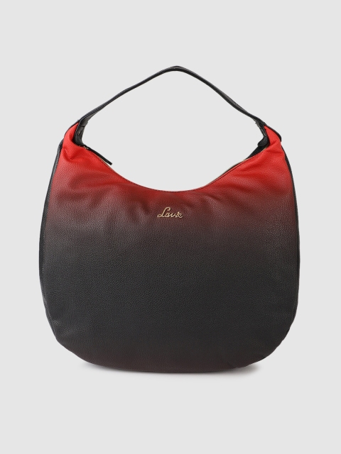 

Lavie Red & Black Ombre Textured Hobo Bag