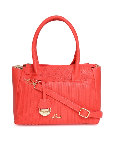 

Lavie Coral Red Textured Handheld Bag