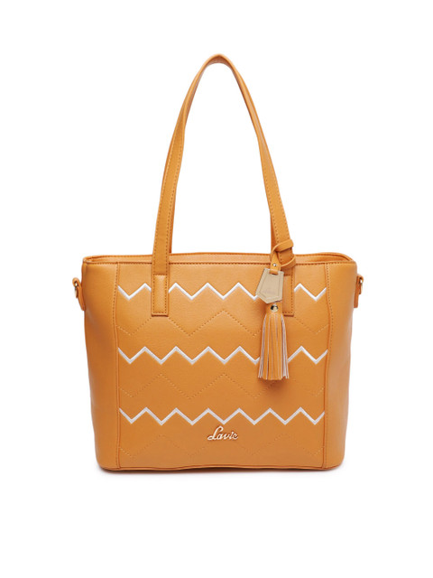 

Lavie Mustard Yellow Self Design Shoulder Bag