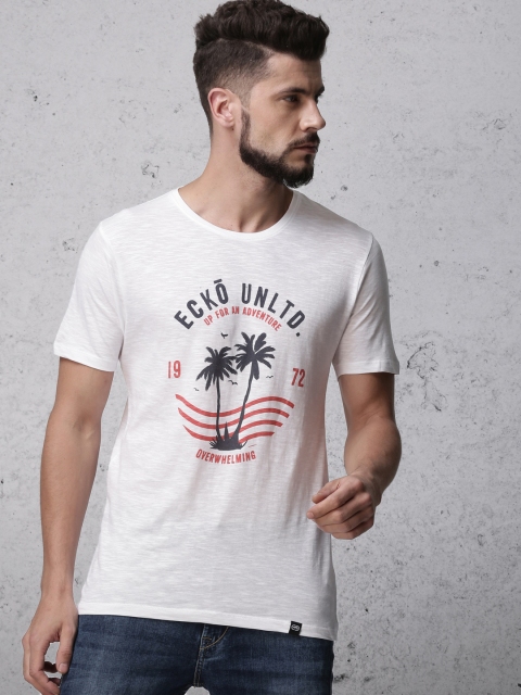 

Ecko Unltd Men White Printed Round Neck T-shirt