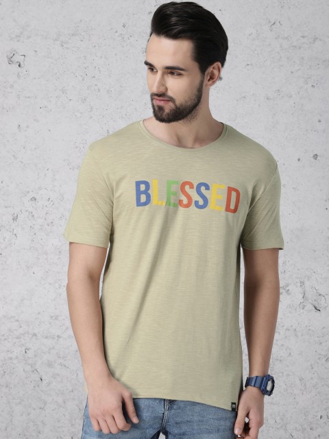 

Ecko Unltd Men Beige Slim Fit Printed Round Neck T-shirt
