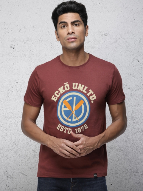 

Ecko Unltd Men Maroon Printed Slim Fit Round Neck T-shirt