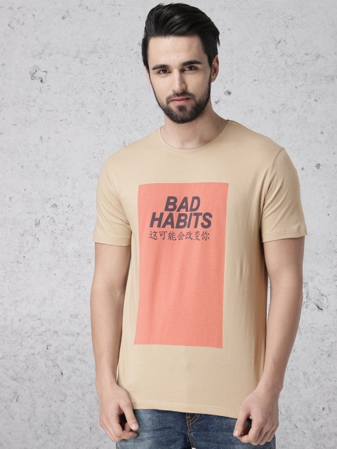 

Ecko Unltd Men Beige Slim Fit Printed Round Neck T-shirt