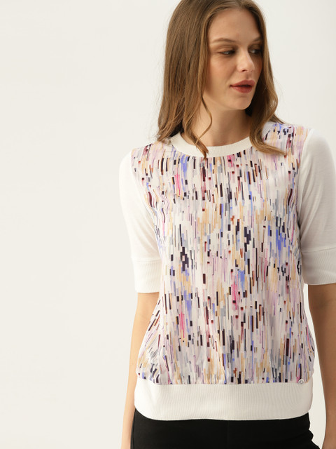 

United Colors of Benetton Women White Printed Top