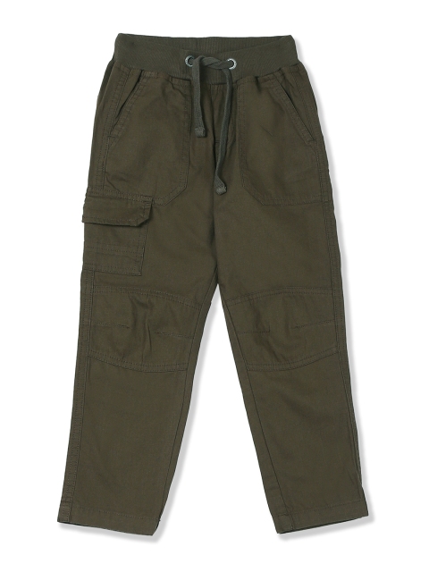 

Cherokee Boys Green Regular Fit Solid Cargos