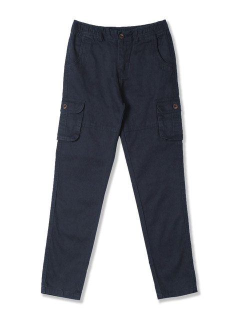 

Cherokee Boys Navy Blue Regular Fit Solid Cargos