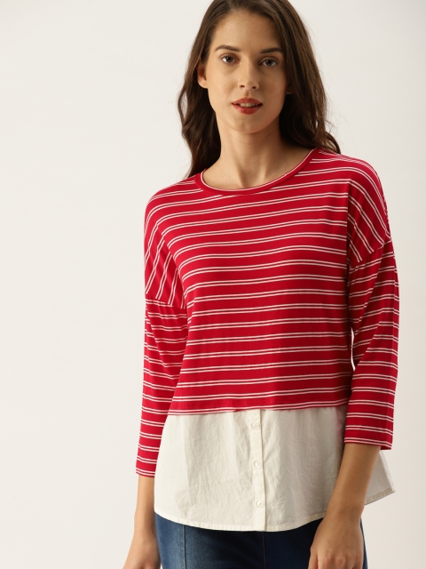 

United Colors of Benetton Women Red & White Striped Top