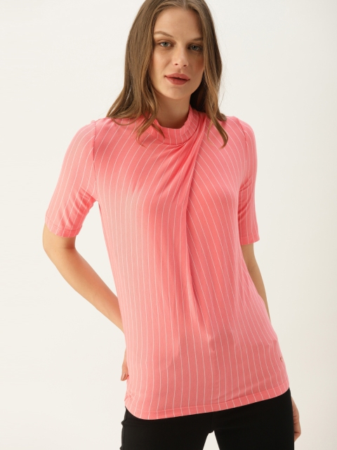 

United Colors of Benetton Women Pink & White Striped Top