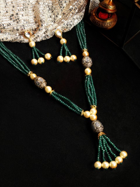 

Rubans Gold Plated Faux Emerald Studded Jewellery Set