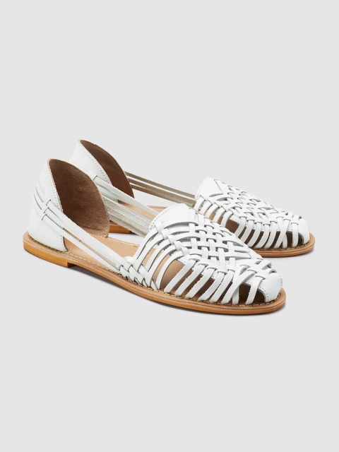 

next Women White Woven Design Leather Ballerinas