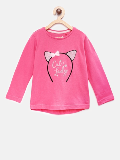 

5.10.15 Girls Fuchsia Printed Round Neck T-shirt