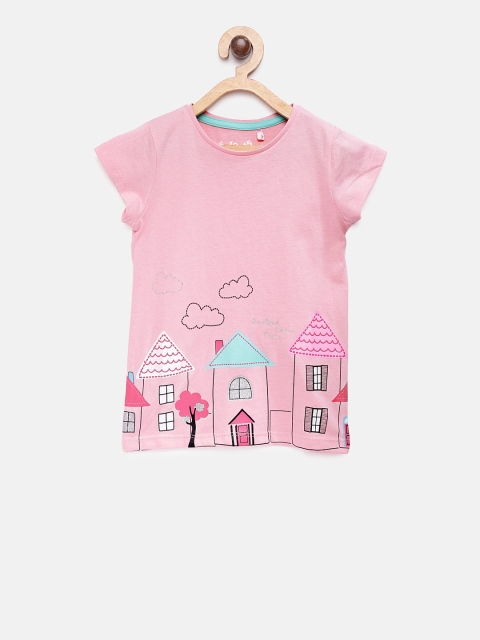 

5.10.15 Girls Pink Printed Round Neck T-shirt