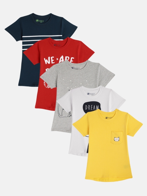 

YK Basics Girls Pack of 5 Round Neck T-shirts, Multi