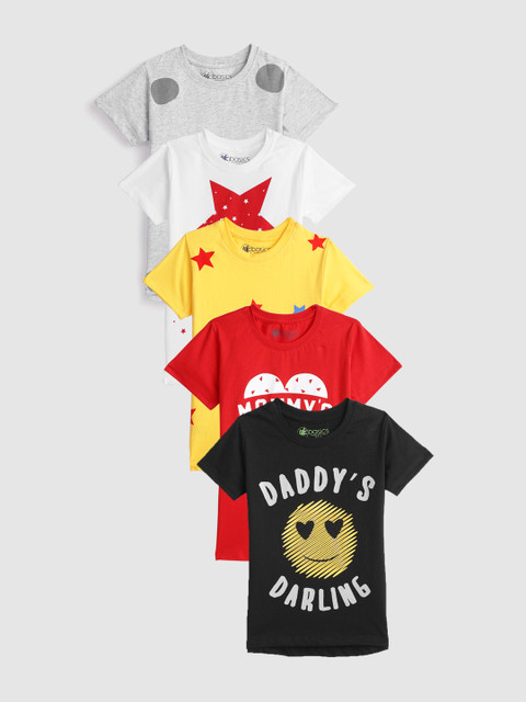 

YK Basics Girls Pack of 5 Printed T-shirts, Multi