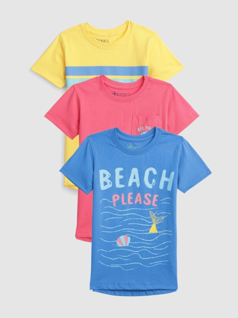 

YK Basics Girls Pack of 3 T-shirts, Yellow