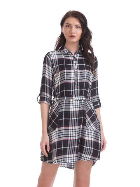 

Cherokee Women Black Checked Shirt Dress