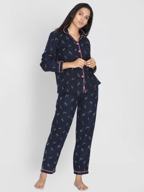 

Clt.s Women Blue Printed Night suit