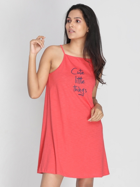 

Clt.s Coral Pink Solid Nightdress C712