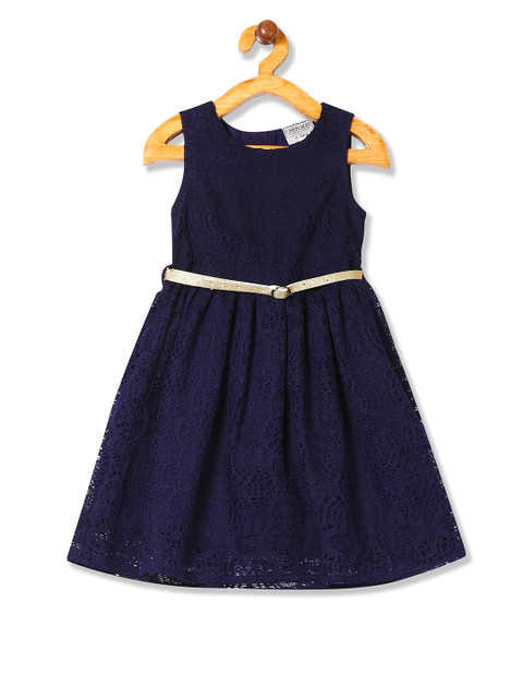 

Cherokee Girls Blue Self Design Fit and Flare Dress