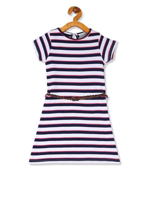 

Cherokee Girls Blue & White Striped A-Line Dress