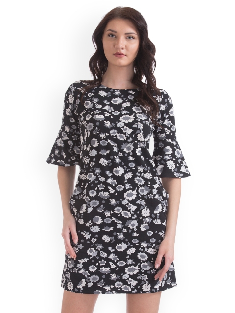 

ELLE Women Black & Grey Printed A-Line Dress
