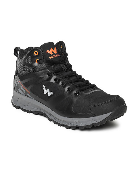

Wildcraft Men Black Solid Mesh Mid-Top Trekking Shoes