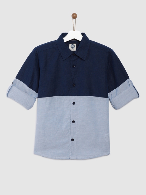 

YK Boys Blue Regular Fit Colourblocked Casual Shirt