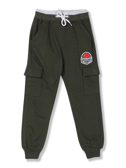 

Cherokee Boys Green Solid Joggers