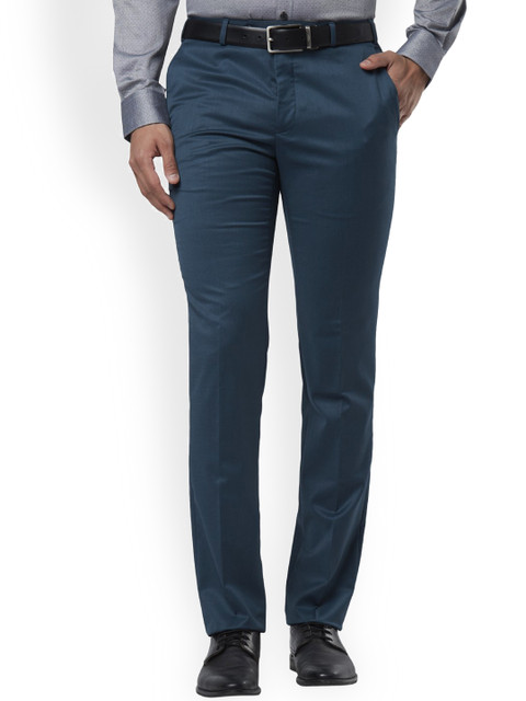 

Raymond Men Green Slim Fit Solid Formal Trousers