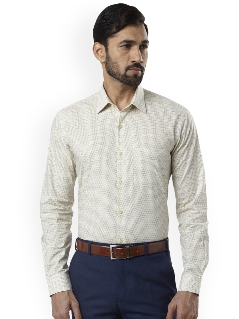 

Raymond Men Yellow & Navy Blue Regular Fit Printed Formal Shirt