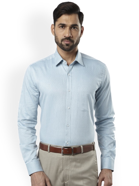 

Raymond Men Blue Regular Fit Self Design Formal Shirt
