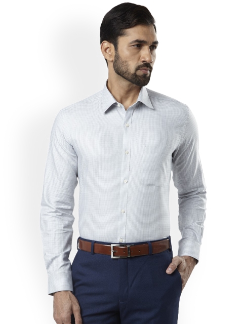 

Raymond Men Grey & Off-White Regular Fit Checked Formal Shirt