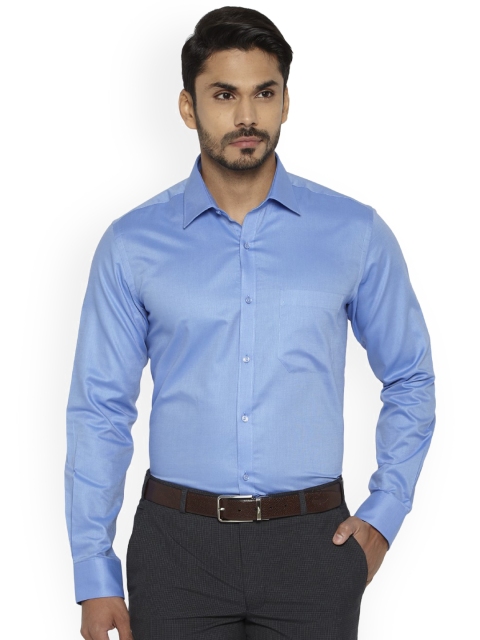 

Raymond Men Blue Regular Fit Solid Party Shirt