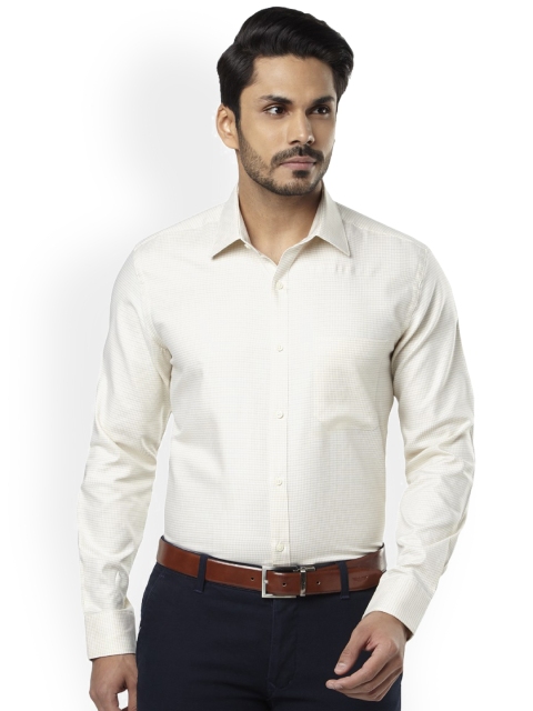 

Raymond Men Cream-Coloured Regular Fit Printed Formal Shirt