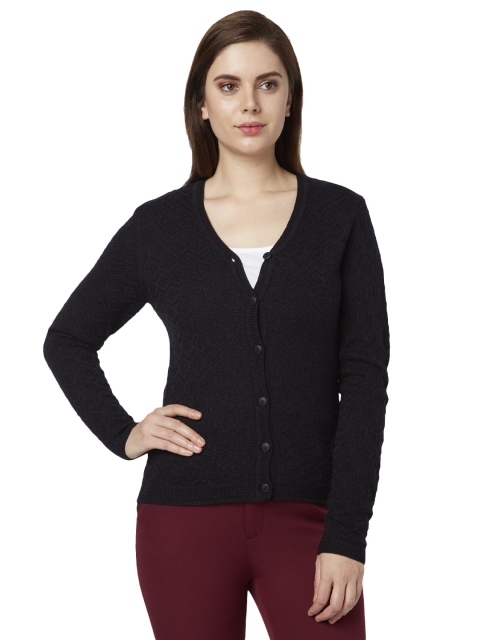 

Park Avenue Women Black Self Design Cardigan