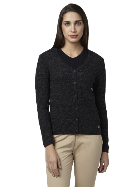 

Park Avenue Women Charcoal Grey Self Design Cardigan