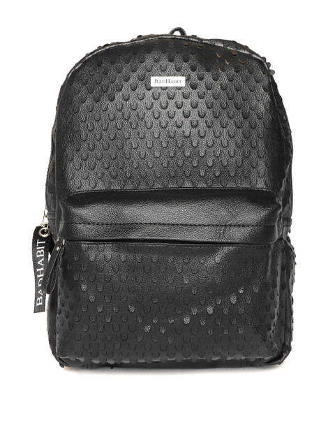 

BAD HABIT Unisex Black Textured Backpack