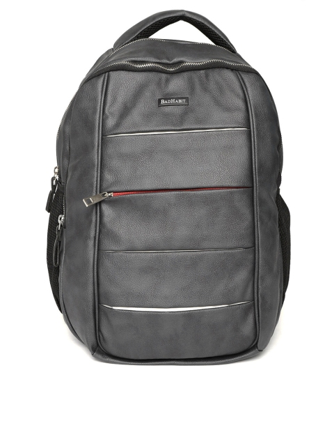 

BAD HABIT Men Charcoal Grey Solid Laptop Backpack