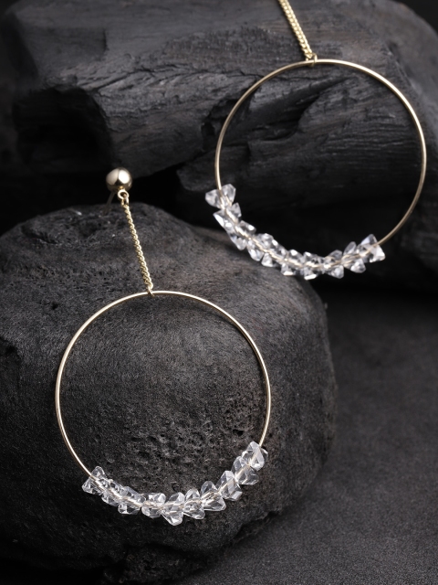 

Carlton London Gold-Plated Circular Beaded Drop Earrings, Silver