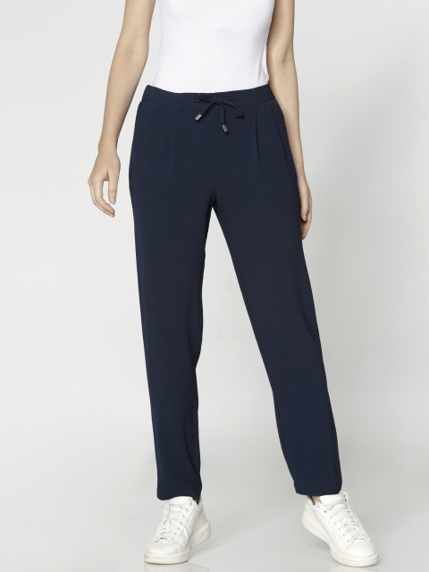 

ONLY Women Navy Blue Slim Fit Solid Regular Trousers