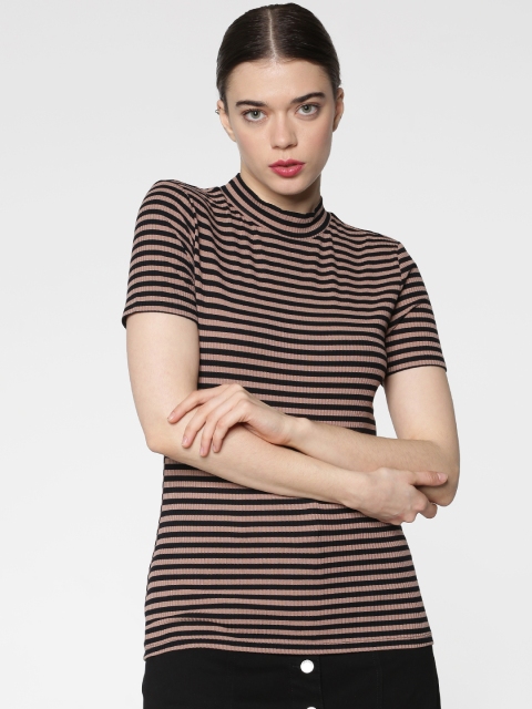 

ONLY Women Brown & Black Striped Top