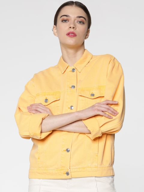 

ONLY Women Yellow Solid Lightweight Denim Jacket